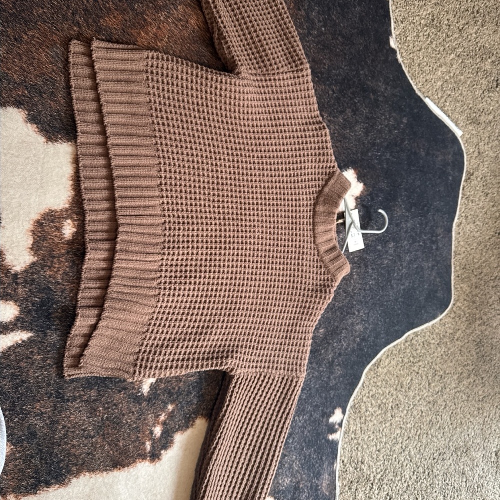 Elegant Brown Knit Women's Sweater